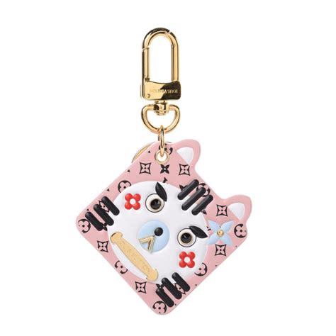 louis vuitton monogram fun face cat bag charm rose pale